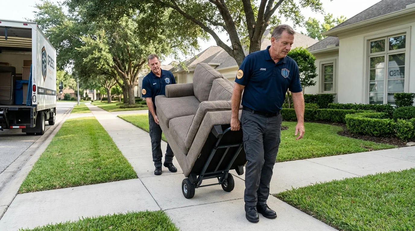 Local residential moving crew loading furniture in Salinas, PR